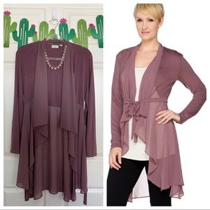 LOGO Lounge Dusty Purple Chiffon Cascade Cardigan